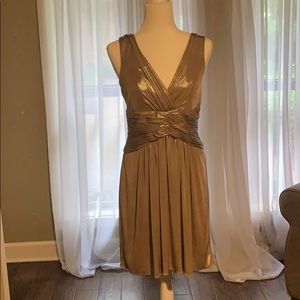 BCBG Champagne Metallic Cocktail Dress Size Medium